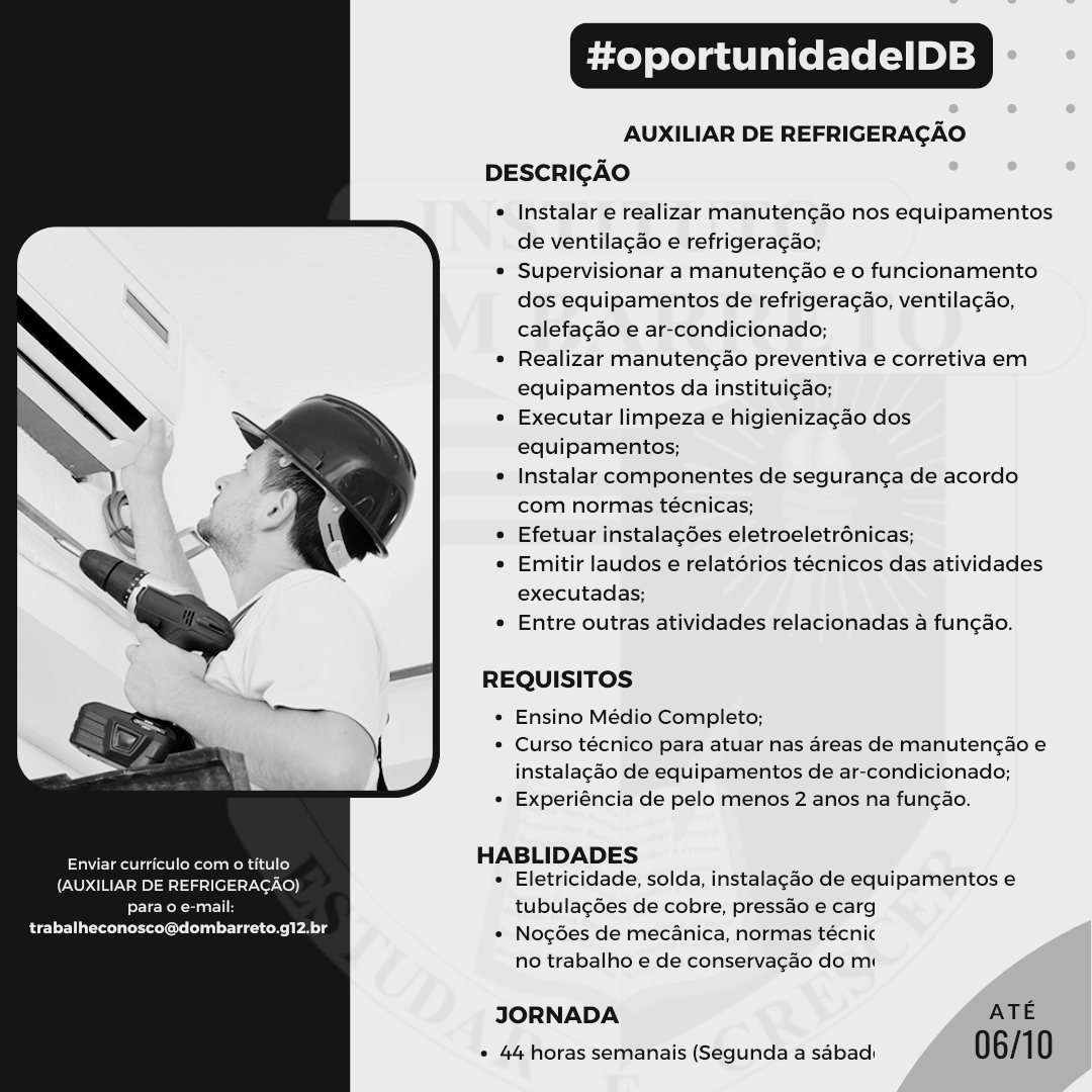 AUXILIAR DE REFRIGERAÇÃO 