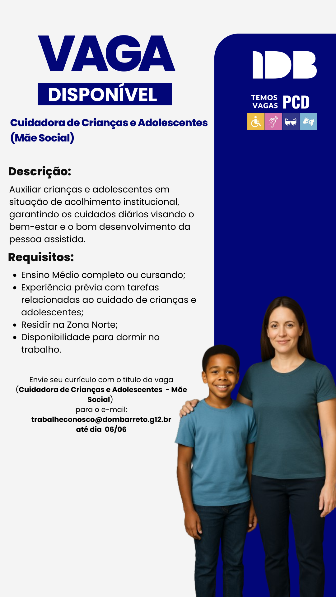 Cuidadora de Crianças e Adolescentes(Mãe Social)